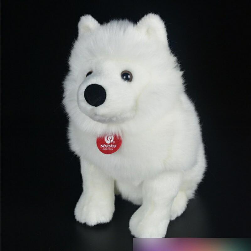 サモエド ぬいぐるみ 本物みたい 萌え いぬ 縫いぐるみ 抱きまくら 犬のおもちゃ かわいい ふわふわ もふもふ やわらかい 座る ワンちゃん 癒し系 お祝いプレゼント お誕生日 インテリア 28cm|ショップ郷上