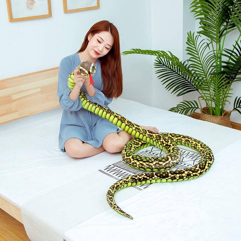 へびぬいぐるみ ヌイグルミ 全長300cm 超長 リアル蛇のおもちゃ 手品遊び 猛獣動物ぬいぐるみ (ブラウン)