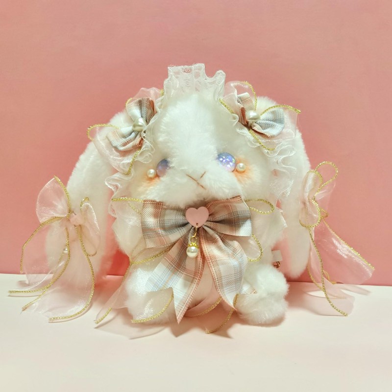 ぬいぐるみ 縫い包み ミニ財布 ロリータバッグ うさぎ ウサギ 兎 ロリータ飾り Lolita道具 華麗 オリジナル 小花柄 リボン ドレス 可愛い スウィート もこもこ インテリア 萌えグッズ プレ