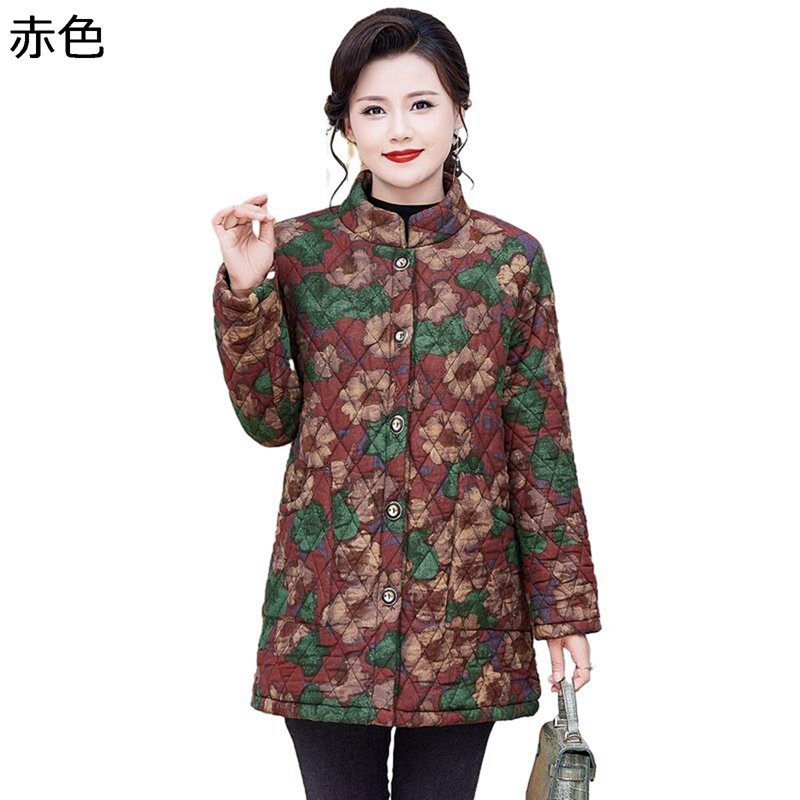 綿入れ 中綿コート 中綿ジャケット レディース シニア 長袖 冬服 暖かい 婦人服 お年寄り ミドル丈 花柄 プリント 防寒着 老人 カジュアル 柔らかい 敬老の日 母の日ギフト デイリー