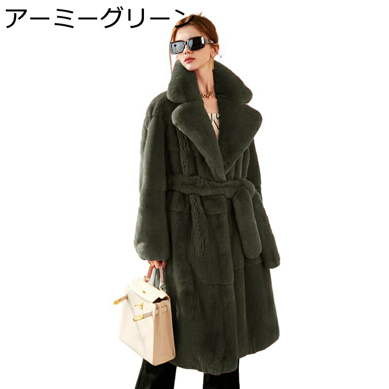 ボアコート レディース フェイクファー 毛皮アウター ファージャケット 防寒 厚手 柔らかい ふわふわ テーラードカラー ベルト付き スタイリッシュ 冬服 デイリー カジュアル お出かけ｜ショップ郷上