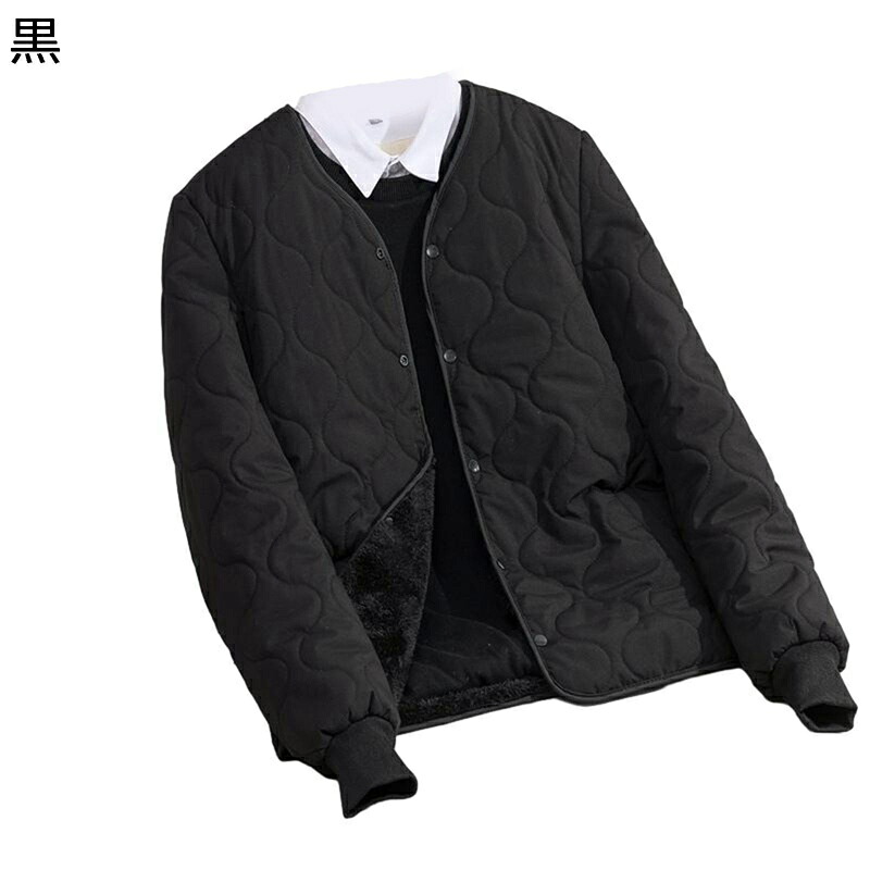 ウィンターコート メンズ 裏起毛ジャケット 中綿入れアウター 防寒防風 温か 綿服 アウター/インナー シンプル キルティング 中年向け 秋 冬 オーバーサイズ 裾リブ 室内外 日常 日系