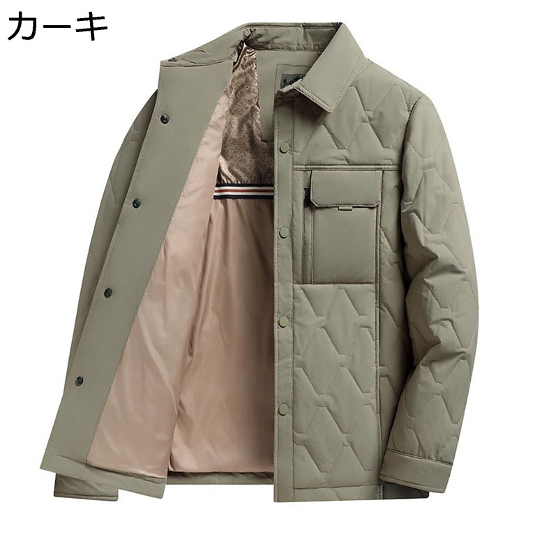 中綿アウター 中綿入れ上衣 メンズ 中年向け 老いらく者 綿服 秋冬物 朦々たる 防寒保温 気が大きい大きさ 広広とした 点火装置厚地の外套 両側衣嚢 流行り 心地よい 動き分かりやすい ほっつき歩く ビュッフェ 御役目