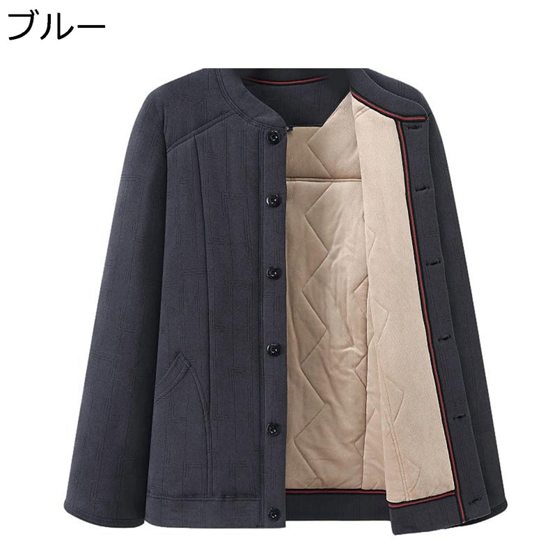 中綿入れコート メンズ 裏起毛 綿入れジャケット ショート丈ジャケット 中年向け 高齢者 冬着 防寒アウター 綿服 厚手 防寒保温 体型カバー 大きいサイズ 室外 散歩 ウォーキング シンプル
