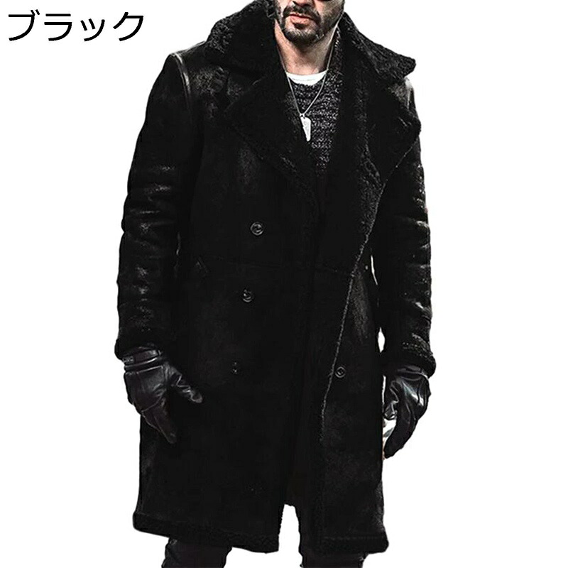 ロング厚地の外套 メンズ フェイクムートンジャケット 裏ボア 獣の皮原則として 真っただ中丈 長袖 B3ライダースジャケット ゆったり スエードクロス 無地 ビンテージ 自動二輪車系 今めかしい かっこいい 秋冬物 気が大きい大きさ