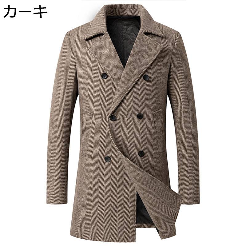 チェスターコート メンズ ロングジャケット トレンチコート しま模様 ダブルブレスト 冬服 着痩せ 防風防寒 メルトン 大人 快適 スーツ ビジネス 通勤 大きいサイズ 上着 トップス クラシック｜ショップ郷上 8,934円