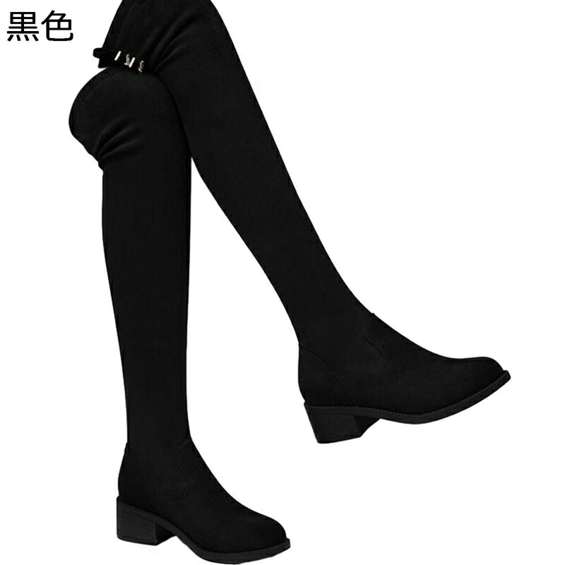 ニーハイブーツ ローヒール3cm レディース ストレッチブーツ ロング 膝上丈 秋 冬 長靴 簡約 撥水 耐磨耗性 美脚 ファッション カジュアル 歩きやすい シンプル ブラック 黒