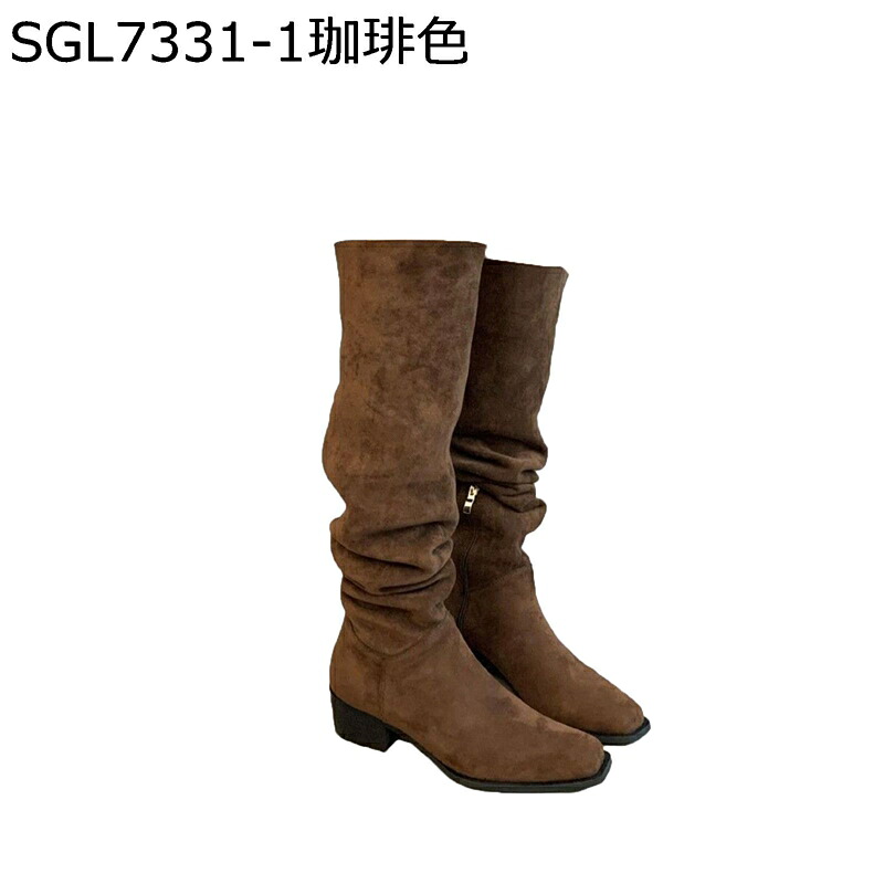 ロングブーツ ニーハイブーツ 2way ローヒール4cm スエード レディース スクエアトゥ サイドファスナー 秋冬靴 セクシー 撥水 美脚 シンプル 膝上丈 外出 通勤