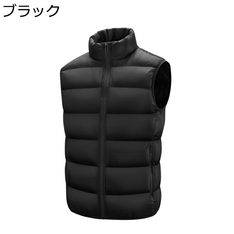 ダウンコットンベスト メンズ コットンベスト 中綿入り 軽量 秋 冬 撥水 あったか 保温 ノースリーブ 立ち襟 上着 チョッキ コンフォート 耐摩耗 ユニセックス 普段着 ランニング 日常
