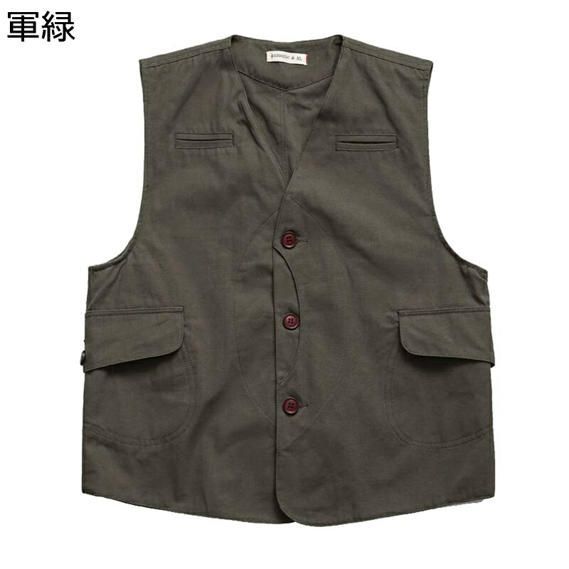 メンズ アウトドアベスト リバーシブル 春秋夏 ボランティア 袖無し 多ポケット 作業ベスト 軽量 無地 薄手 釣り 撮影 旅行 登山 ハイキング 通勤 カジュアル 大きいサイズ 多機能 カメラマン 綿 カーゴ風