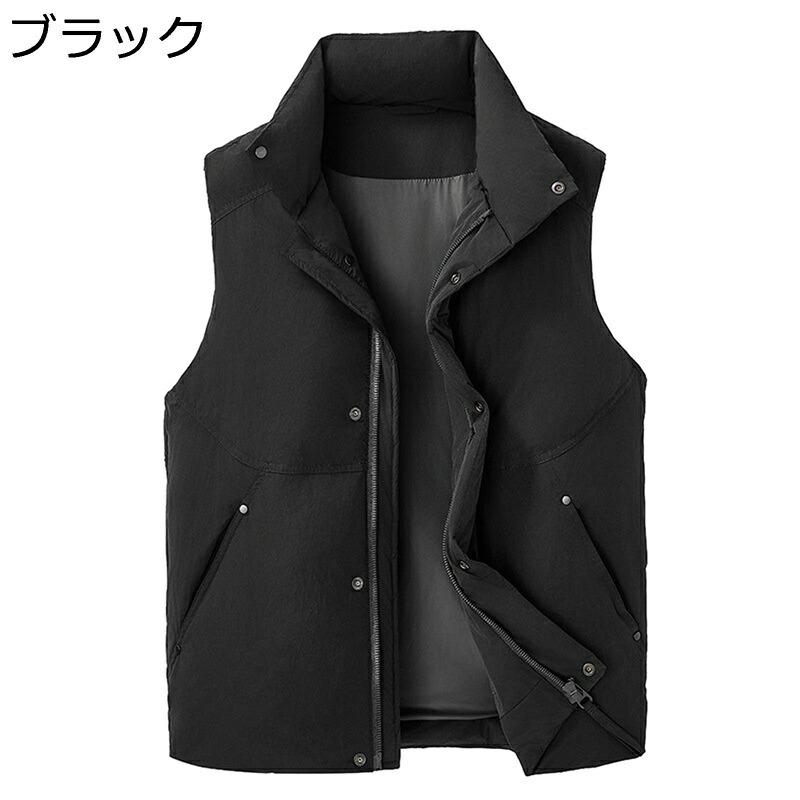 ダウンベスト 90ダウン 軽量 アウターベスト メンズ 冬 ワークウェア ゴルフ 無袖ジャケット 暖かい 保温 ファスナー付き スタンドカラー ライト 撥水 チョッキ トップス コンフォート 耐久性 普段使い ランニング