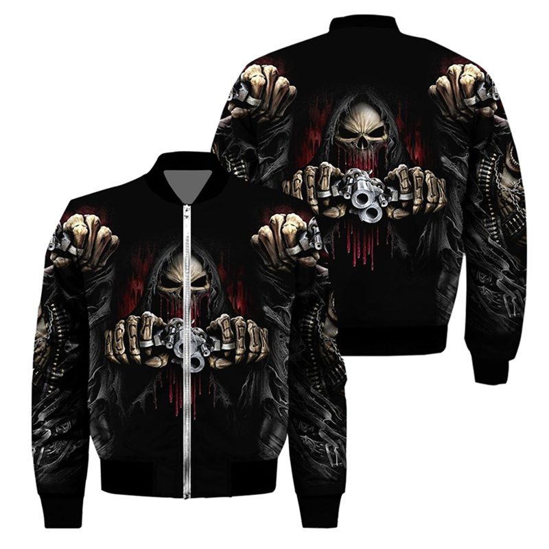 メンズ レディース ジャンパー 3Dミリタリー 髑髏 ドクロ XS-5XL 欧米風 アウター 小さいサイズ フライトジャケット ルーズスタジャン ジップアップ スポーツ 防風 ヴァーシティ 春秋冬 ゆ