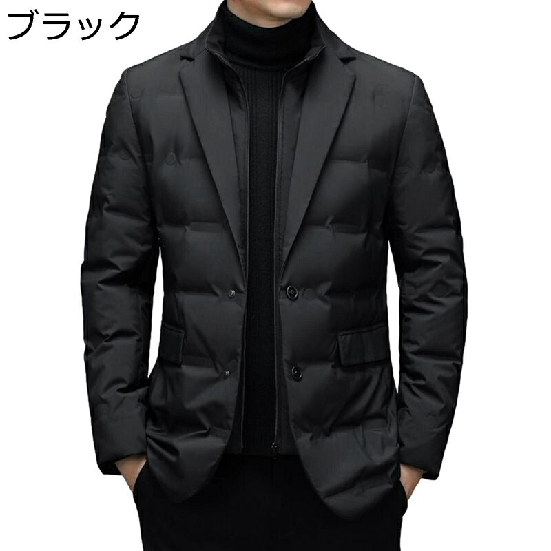 ダウンジャケット メンズ 厚手 冬 ビジネス スーツアウター 防寒着 スタンドカラー 防風 あったか フェイクレイヤード 軽量 ダウンコート スリム 日常 アウトドア 通勤
