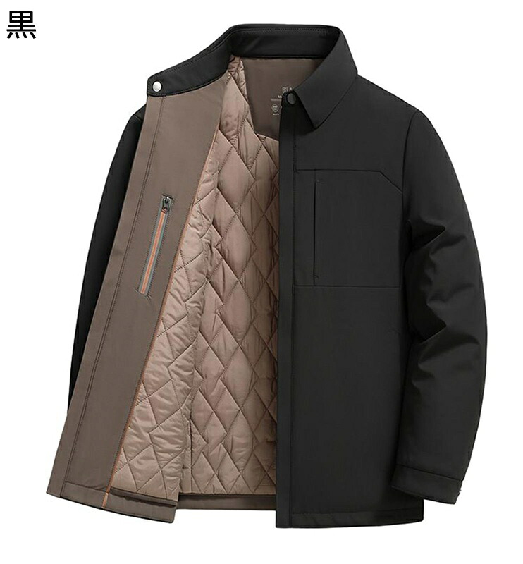 メンズ 中綿コート 綿入れジャケット ブルゾン 綿服 あったか 冬服 中年向け お年寄り トップス ワイドシルエット ライトアウター カジュアル ポケット 普段着 コーディネート おしゃれ|ショップ郷上