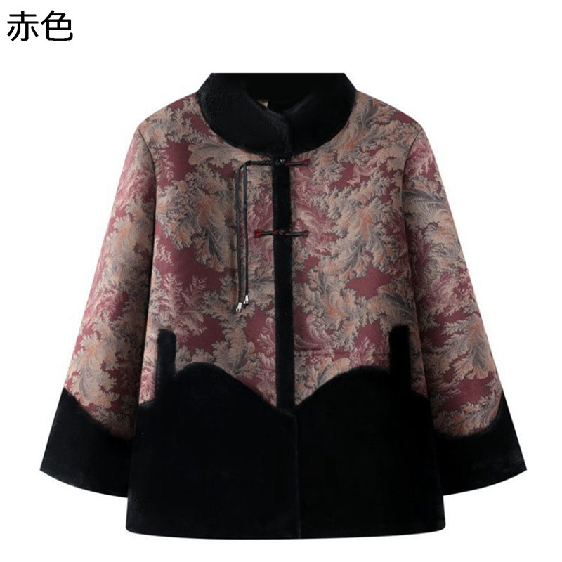 唐装 瀬戸もの服 レディース 綿入れ 長袖 秋冬服 毛革色つや 花柄 刷り上げる 朦々たる 保温性 防寒厚地の外套 馬鹿でかい大きさ 流行り物 年がしら 成人女性服 中年 老いらく者 おお祖母ちゃん 華燭の典 敬老の差し上げ物