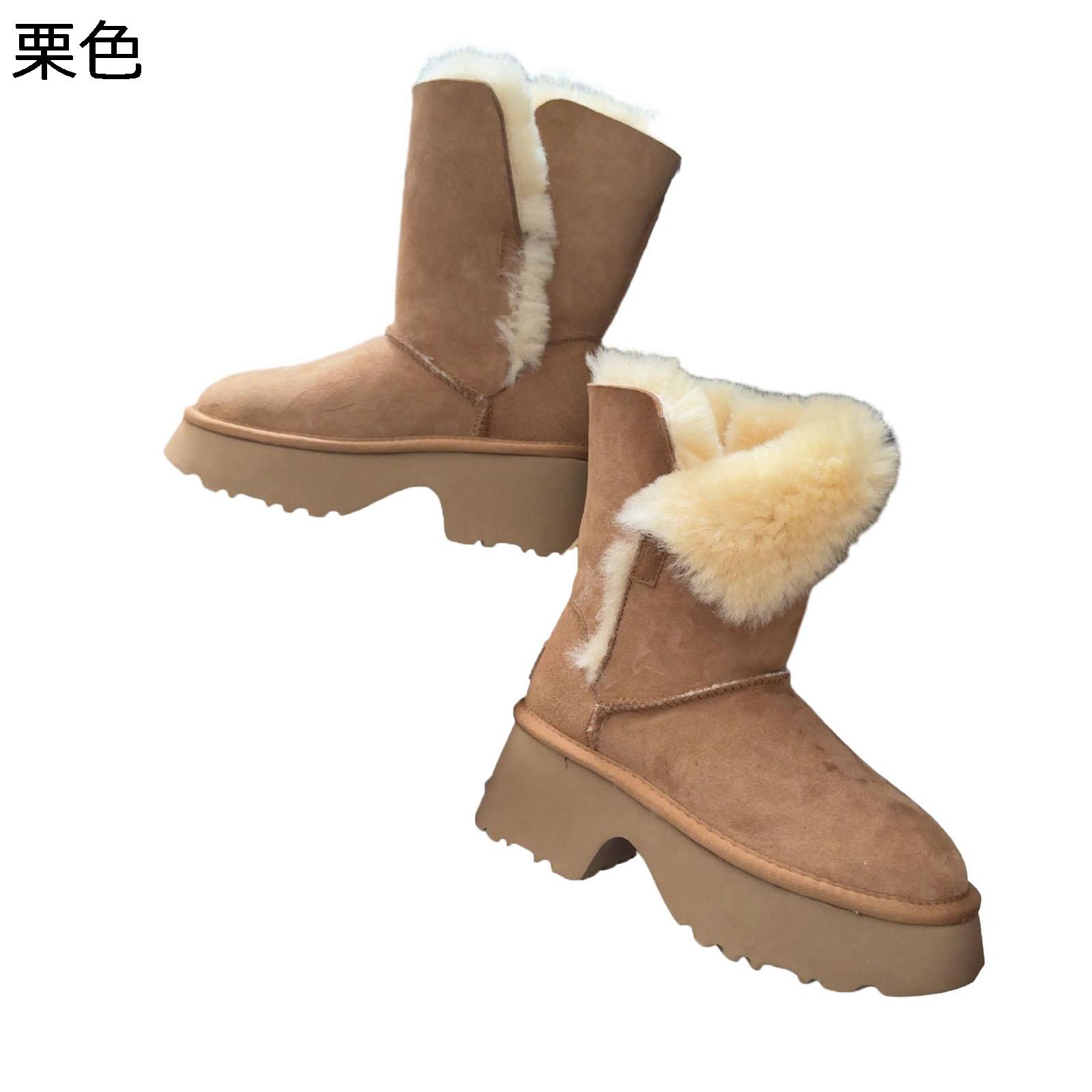 スエード ムートンブーツ 厚底 レディース 冬用ブーツ 雪靴 裏ボア フリース 防寒 あったか 撥水 雪対応 ノンスリップ 耐磨耗性 ウィンター ミドル丈 着脱に便利 カジュアル おしゃれ 軽量
