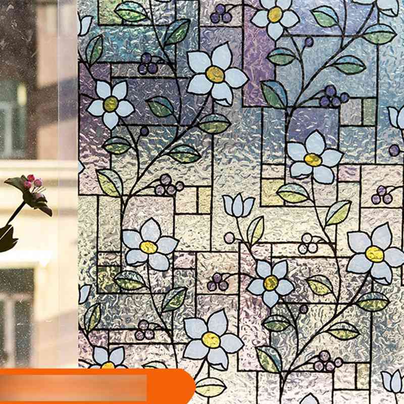 花柄窓写真フィルム 花柄 網瑠璃 組織宗教のステンドグラス 刷り上げる すりがらす包みかくし腰かけ 窓用写真フィルム 30x100珊 風呂めかくし腰かけ 見えない 水で貼るだけ 貼り直し可 瑠璃飛散押しとどめる 颶風打つ手 ガラス・窓用フィルム-インテリア・寝具・収納-壁紙・装飾フィルム