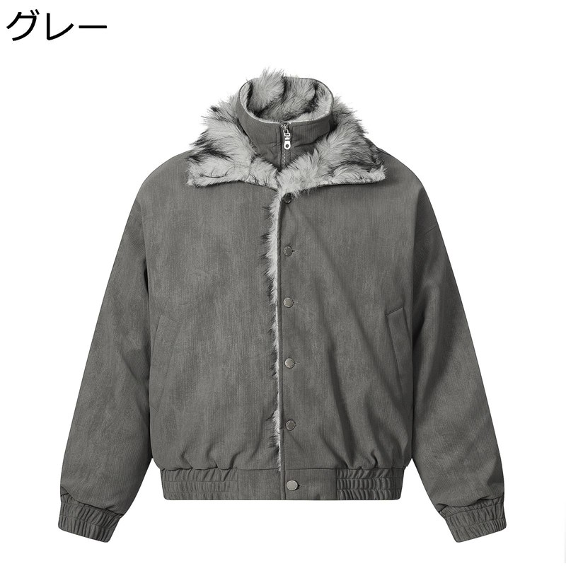 ジャケット メンズ MA-1 冬 裏起毛 ハイネック アウター モコモコ 重ね着風 フェイクレイヤード ファー付き襟 ブルゾン 厚手 コート フライトジャケット ゆったり ジャンパー おしゃれ 通勤 アメカジ 防風 防寒