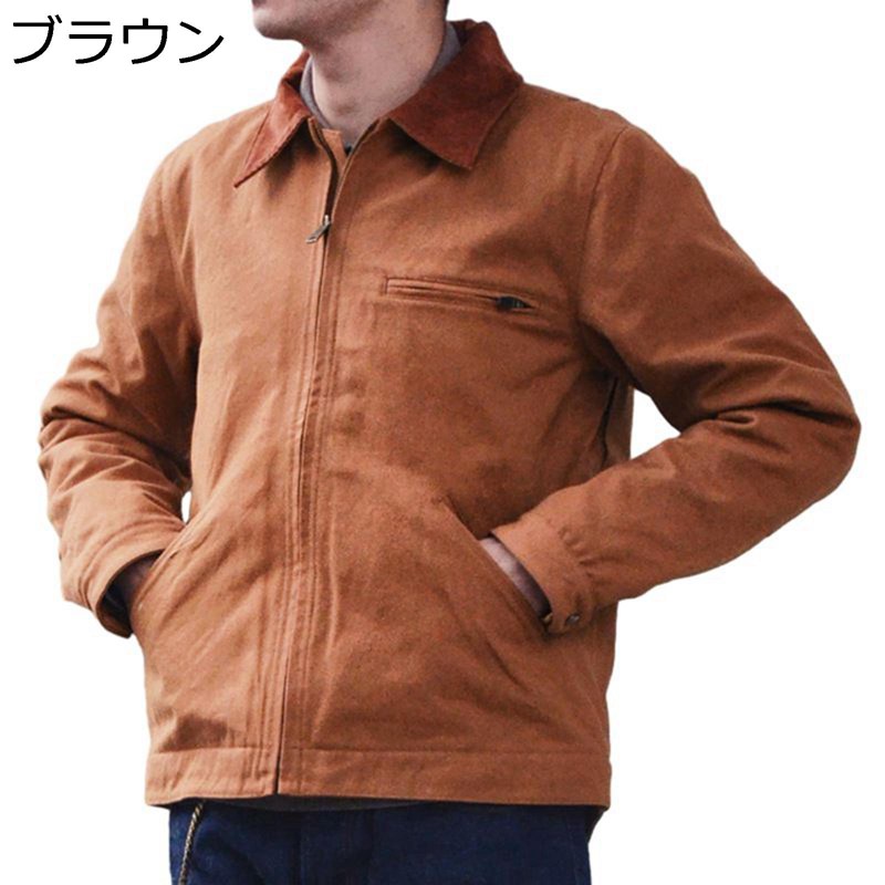 中綿ジャケット メンズ 綿服 ワークジャケット 冬 アウター 厚手 ラペル ジップアップ 防寒対策 暖かブルゾン カジュアル 日常 アウトドア ウオーキング バイク