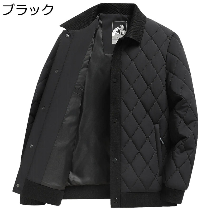 キルティングジャケット ビジネスジャケット メンズ 中綿 中高年 ショート丈 秋冬 長袖 防風 防寒 トップス 折り襟 無地 柔らかい アウターコート おしゃれ ブルゾン 通勤通学 韓国 学生 厚手