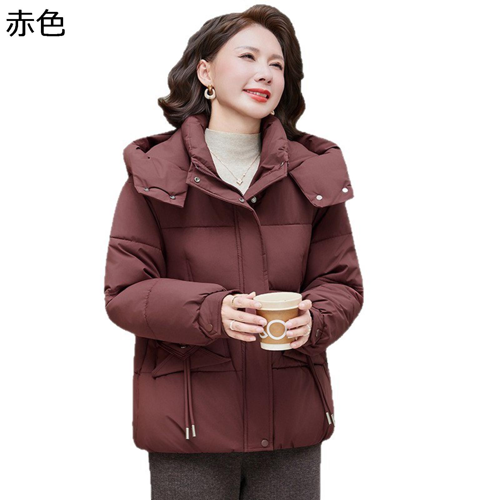 防寒コート ダウンコート レディース 長袖 冬服 パン服 フード付き 綿入れ 保温ウェア 防寒アウター ゆったり カジュアル お母さん 無地 トップス 日常着用 職場用 結婚式 お祝い｜ショップ郷上