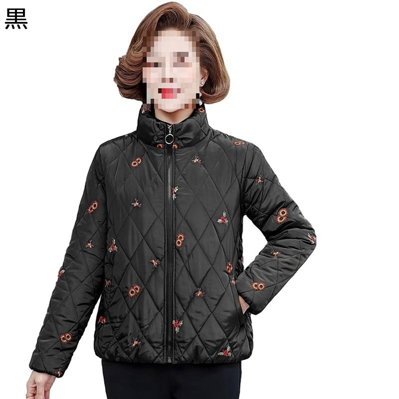 中綿コート レディース 冬用ジャケット 花柄刺繍 シニア女性向け 冬服 厚手 防寒防風 温か 高齢者 中年向け ウィンターアウター 優雅 婦人服 着やすい おしゃれ 母の日 通勤 お出かけ