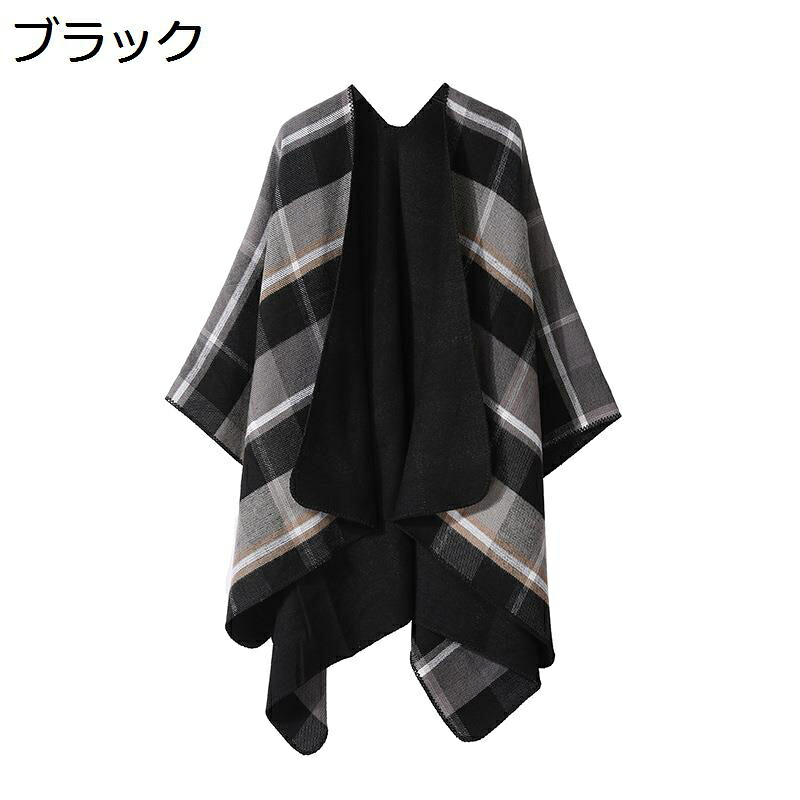 レディース ストール マフラー 厚手 チェック柄 ショール 防寒 防風 ポンチョ ゆったり 羽織 ひざ掛け 切り替え 春秋冬 柔らかい エスニック アウター エスニック 旅行 オフィス 室内 フリーサイズ