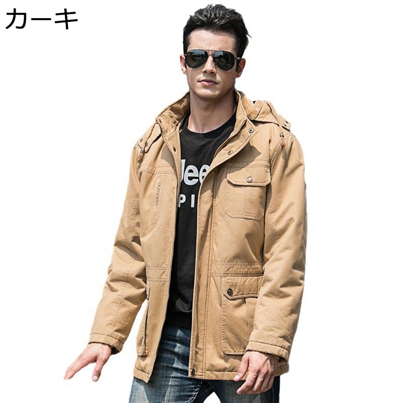 ミリタリー上衣 メンズ 中綿上衣 裏起毛 秋冬着 ラインドライブ取りはずし 防寒アウター 裏ボア 朦々たる 防寒保温 もこもこ 細工物御召しもの アウトドア 御勤め コーデ分かりやすい かっこいい お出かけ