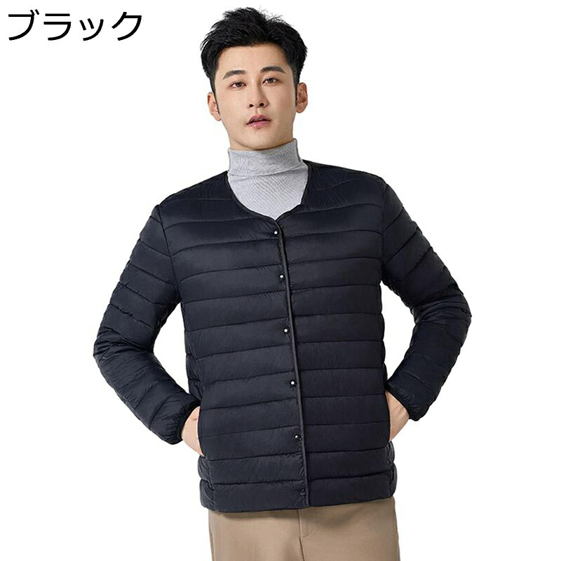 中綿ジャケット メンズ 冬 暖かインナー 丸首 無地 綿服ジャケット 防寒対策 保温 アウター 秋冬 ショート丈 シンプル スリム カジュアル 日常 アウトドア ビジネス 通勤