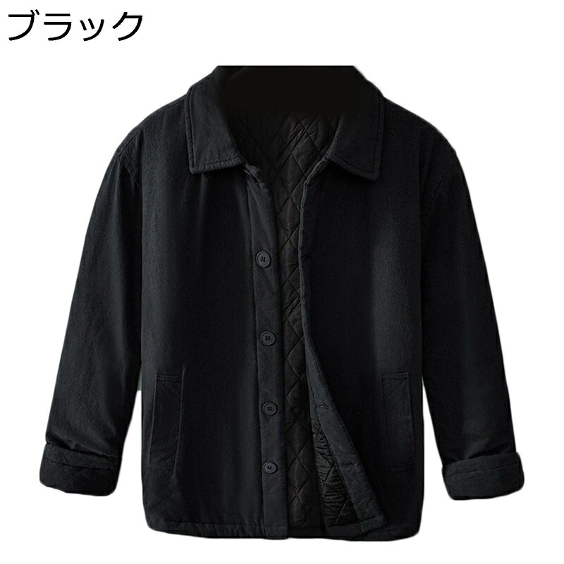 冬用 メンズ 中綿ジャケット シャツアウター 厚手 防寒着 ラペル シンプル 綿服 インナー 防風 保温性 無地 ゆったり カジュアル ビジネス 普段着 ショート丈 トップス