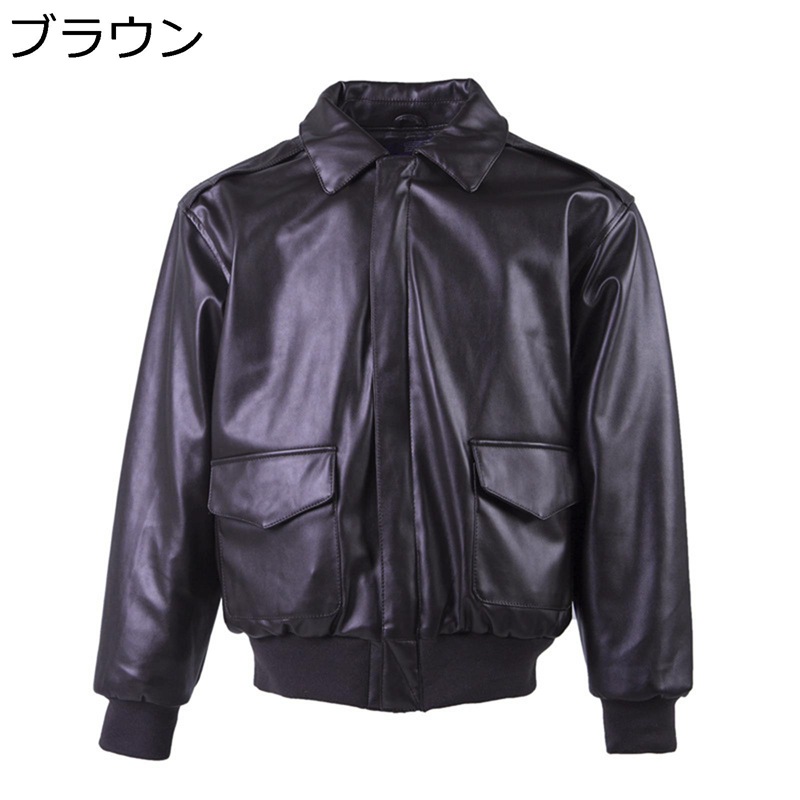 レザージャケット A2 フライトジャケット メンズ マルチポケット ジップパーカー 長袖 秋冬 ショート リブ袖 防水 防寒防風 トップス 大人 pu革 ファッション ビジネス カジュアル 通勤 通学