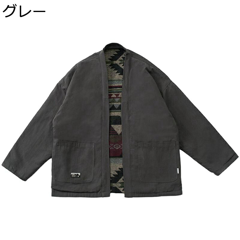 中綿ジャケット メンズ 厚手 リバーシブル 立ち襟 エスニック柄 和風 カジュアルジャケット 防寒防風 長袖 秋冬 チャイナボタン アウター 中国風 ゆったり シンプル 通勤 ストリート トップス｜ショップ郷上