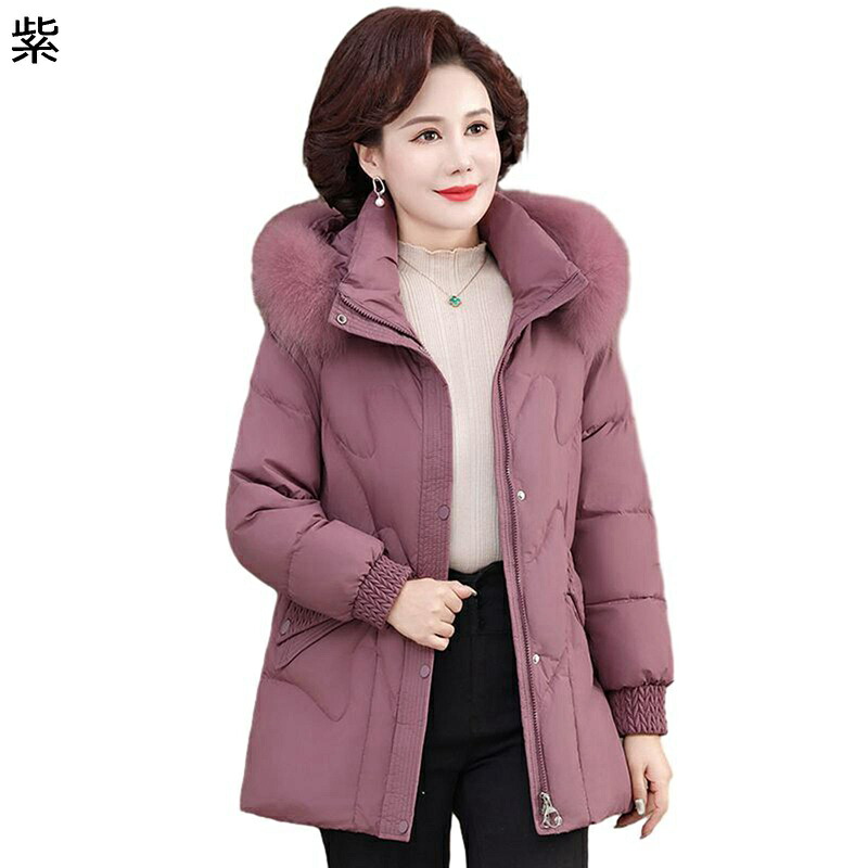 中綿コート 中綿ジャケット レディース 婦人服 ウィンターアウター 暖かい 防寒 40-70代 高齢者 ミドル丈 ファーネック シニア女性 優雅 秋冬服 お母さん おばあさん 無地 屋内または屋外 散歩｜ショップ郷上