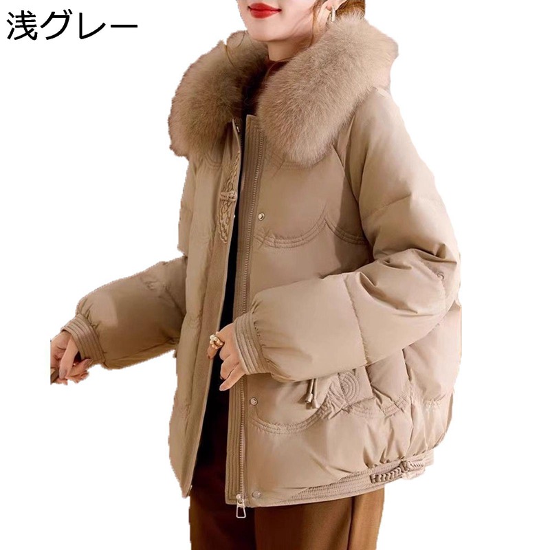 中綿コート 婦人服 中綿ジャケット レディース ウィンターアウター 保温防寒 お年寄り ファーネック ゆったり 60-80代 高齢者 優雅 秋 冬 お母さん おばあさん 無地 屋内または屋外 散歩