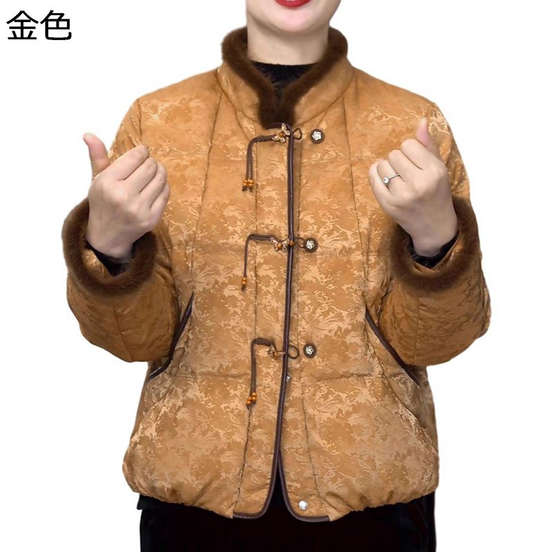 中綿コート 冬服 レディース 綿入れジャケット シニア女性向け 厚手 防寒防風 温か 立て襟 ウィンターアウター 中華風 中年向け 高齢者 大きいサイズ 婦人 着やすい 優雅 お母さん 日常｜ショップ郷上