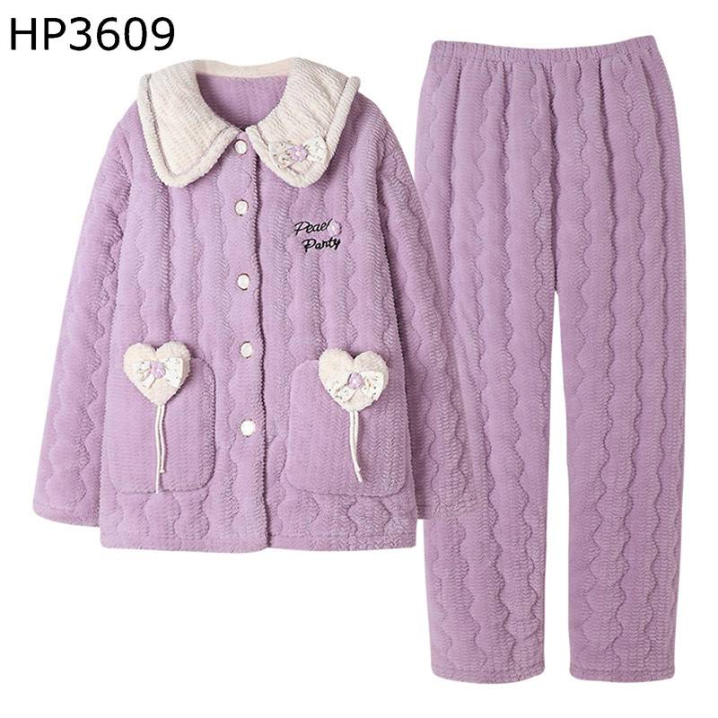 パジャマセット 綿入り パープル レディース フランネル ルームウェア 便利服 もこもこ 厚い 保温防寒 暖か 前開き 秋冬 トップス ロングパンツ ポケット付き キレイめ ソフト 柔らかい カジュアル 可愛い｜ショップ郷上