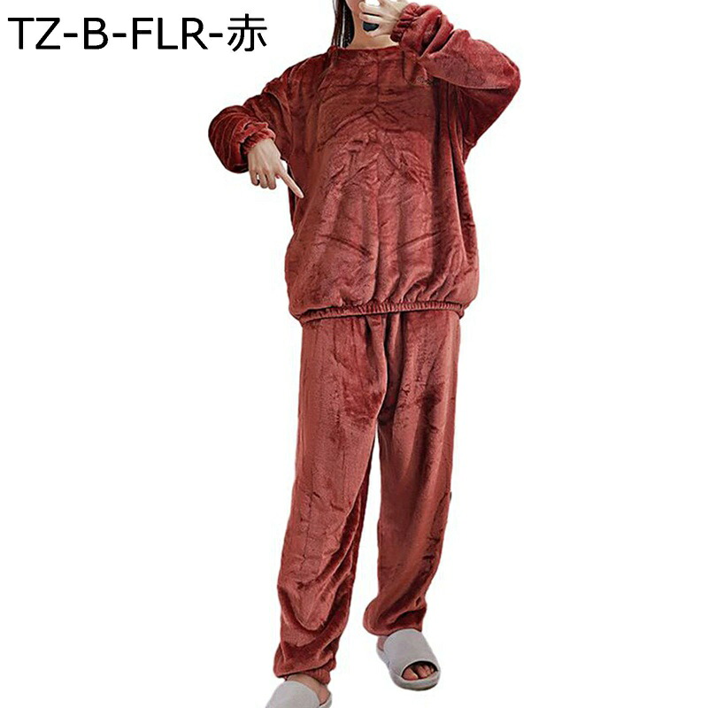 M-5XL ルームウェア レディース フランネルパジャマ 2点セット プルオーバー 大きいサイズ 秋冬用 Tシャツ 部屋着 ナイトウェア ネル起毛 柔らかい スポーツ 暖かい ふわもこ あったか 学生 外出着