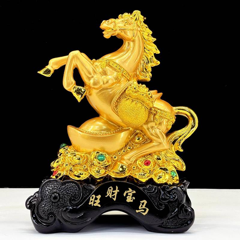 馬 置物 守り神 午 干支 樹脂製 風水グッズ 縁起物 インテリア 玄関飾り 金運グッズ 商売繁盛祈願 繁栄 富と幸運 厄除け 開運グッズ 開店祝い オフィス 書斎 リビングルーム 引っ越し 新築祝い