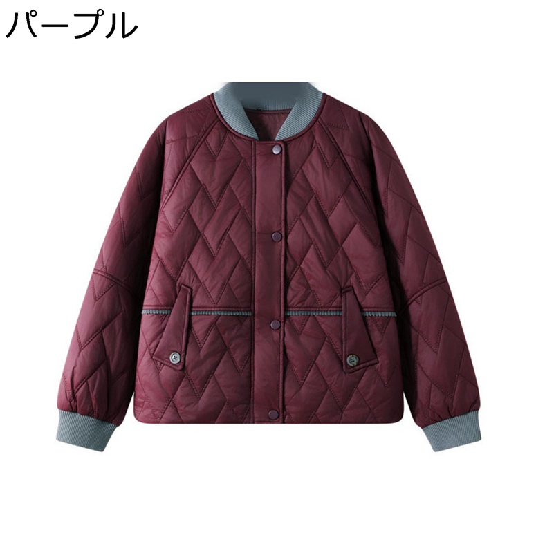 中綿ジャケット レディース 保温 キルティング ノーカラー 裏綿 防寒対策 もこもこ ボアジャケット 婦人服 中高年 アウター 防寒服 コンパクト 冬用 40代 50代 おしゃれ お出かけ カジュアル 通勤｜ショップ郷上