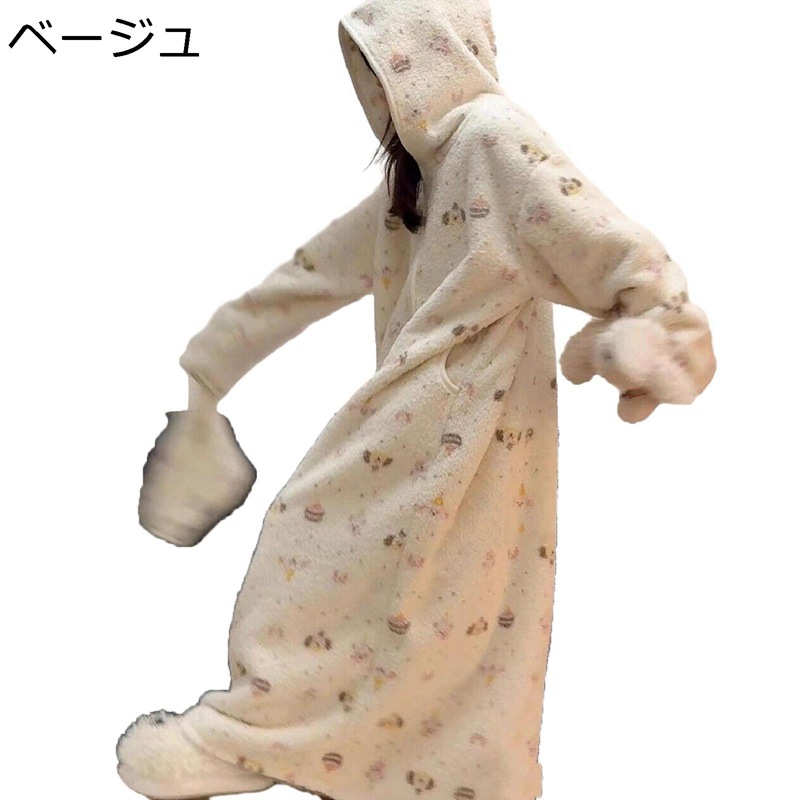 レディース パジャマ 家着 秋冬 フランネル バスローブ ネグリジェ 厚手 保温 暖かい 肌に優しい ナイトガウン ルームワンピース カジュアル ゆったり 大きいサイズ