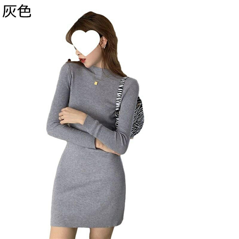 ニットワンピース レディース ミニ丈 タイト 春秋冬 長袖 スウェット セクシー 肌着 無地 ハイネック 大人 オシャレ カジュアル シンプル ビジネス OL 日常 グレー ベージュ ブラック カーキ