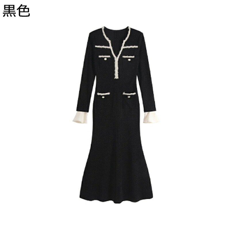 ニットワンピース マーメイド レディース 春秋冬 ミモレ丈 長袖 ビジネスドレス 仕事 セーター カットソー 大人 保温 あったか エレガント ストレッチ シンプル 毛玉なし ソフト カジュアル 通勤