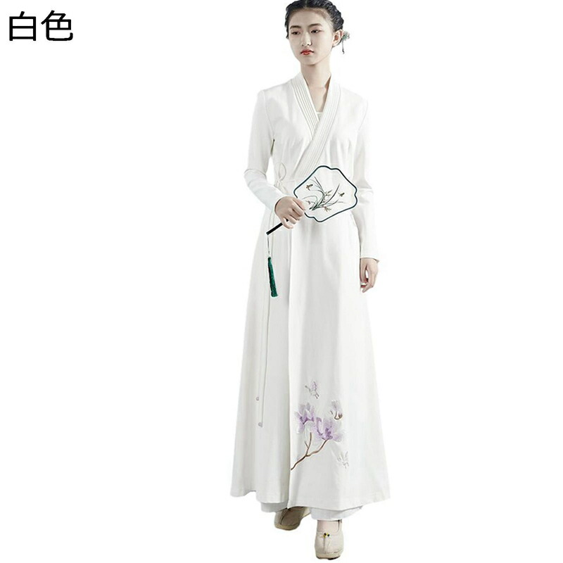 ニットワンピース 漢服 中華風 花刺繍 レディース 春秋冬着 ミモレ丈 スウェット エスニック セーター 民族風 長袖ドレス ワンピ 肌着 あったか 可愛い カジュアル 流行 トレンド おしゃれ 着痩せ