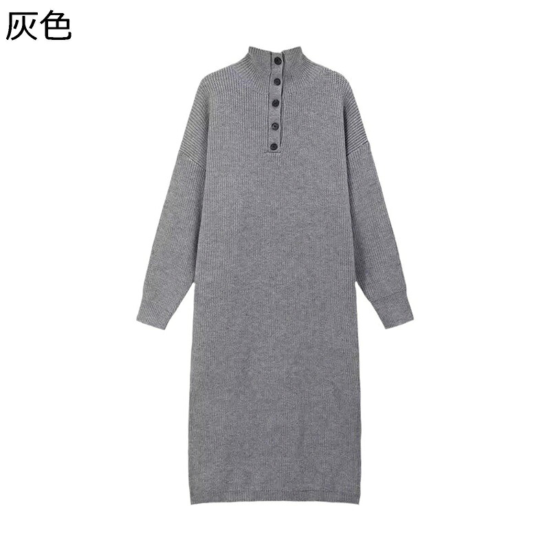 秋冬用ワンピース レディース ニット グレー ハイウエスト セーターワンピース 肌着 保温 重ね着 ゆったり ファッション 韓国風 簡約 体型カバー 柔らか 保温 耐久性 普段着 街着 通勤｜ショップ郷上