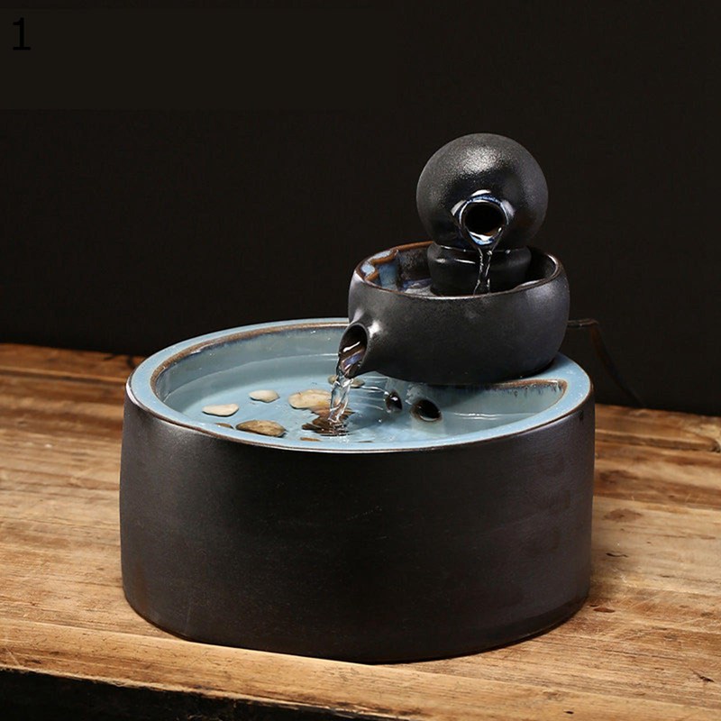 卓上噴水 室内噴水 風水 置物 インテリア デスクトップ噴水 セラミック製 招財 加湿器 流水 工芸品 開運 装飾 雰囲気作り おしゃれ 家の装飾 装飾品 オフィス プレゼント ギフト ホーム リビングルーム
