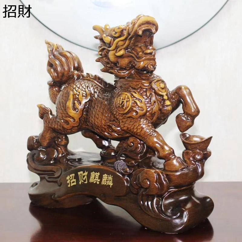 麒麟 キリン 置物 金運アップ 招財 風水グッズ 動物像 樹脂彫刻 インテリア 開運祈願 風水アイテム 鎮宅 お守り 金運祈願 運気アップ 金運 財運 開業 オフィス お礼 お祝い 新年 贈り物|ショップ郷上