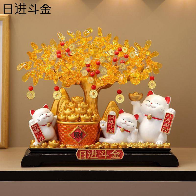 招き猫 玄関置物 風水グッズ 癒しグッズ 金運上がる置物 樹脂製 可愛い かわいい 招財樹 財福の樹 商売繁盛 インテリア 癒し 祈願 縁起物 金運アップ 繁栄 招財 リビングルーム お礼 開店祝い 贈り物にも最適