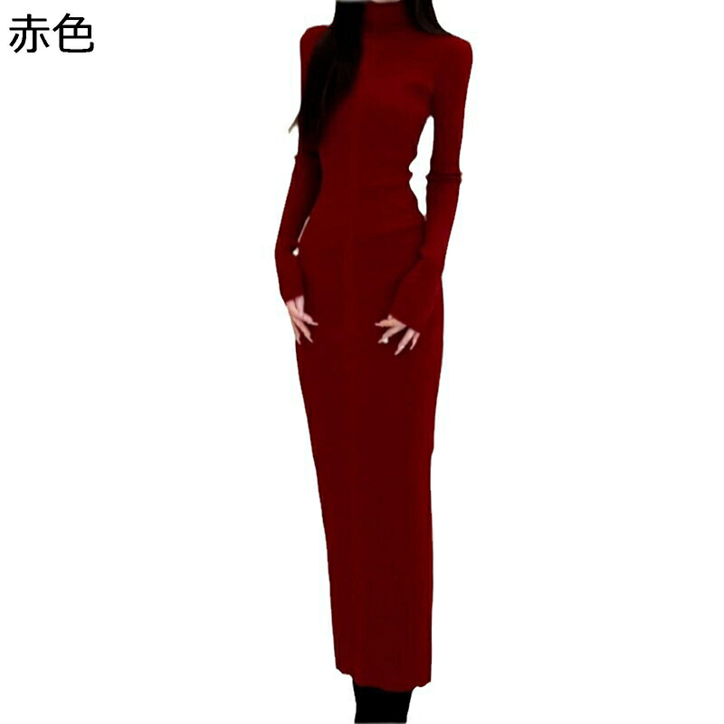編み物衣装 レディース ぶどう酒赤いこと きつい ハイネック か細い 春服 秋着 冬服 ミモレ丈 窈窕たる 保温 あったか 伸縮性似つかわしい ふんわり 分かりやすい 好いたらしい パステル色の 心地好い 流行り物