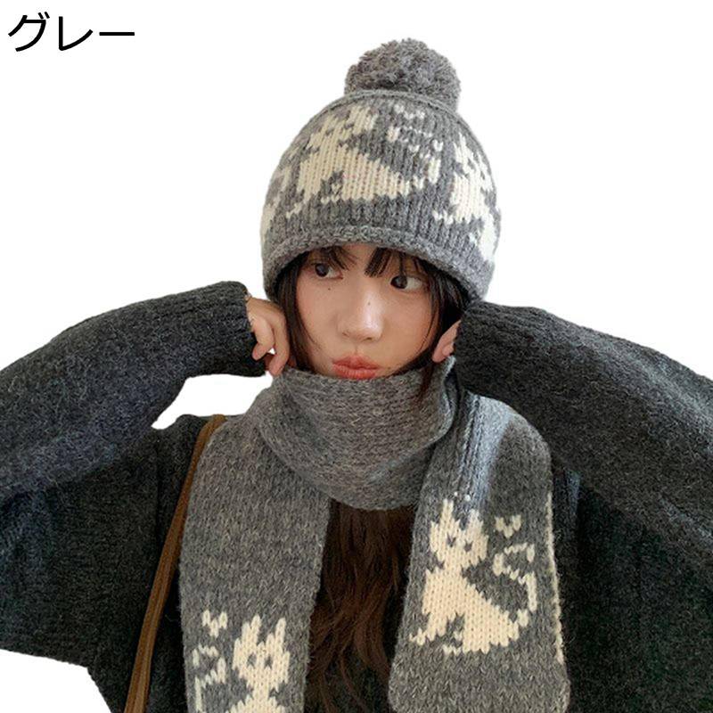 フード付きマフラー ニット帽 一体型 2in1 レディース 女の子 INS風 ファッション ポンポン月 保温性良い 厚手 冬 もこもこ ふわふわ スヌード 小顔効果 多機能 柔らか ギフト 入院式 おしゃれ