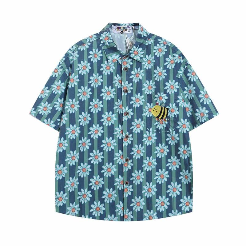 蜂と花 アロハシャツ 夏服 ハワイアンプルオーバー 半袖 メンズ 開襟 名取り草落ち込む 刷り上げるプルオーバー ゆったり 通気性 透湿 UVとり捨てる 薄べったい 向こう見ず 盛りだくさん 心地好い 砂浜 アウトドア 運動競技 馬鹿でかいサ